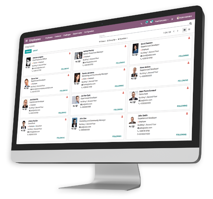 interface ressources humaines erp odoo