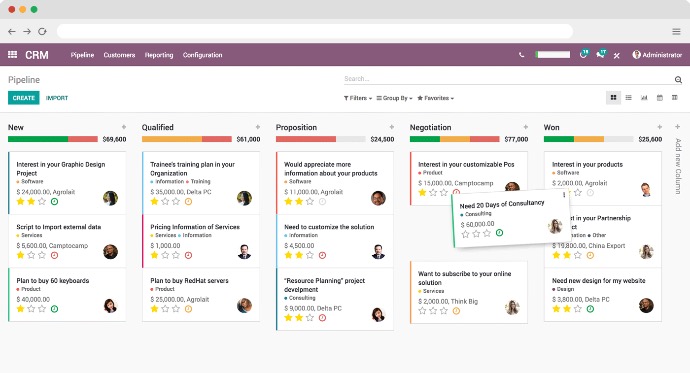 Interface ERP Odoo