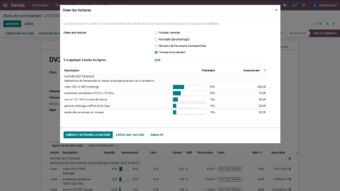 Avancement Odoo BTP